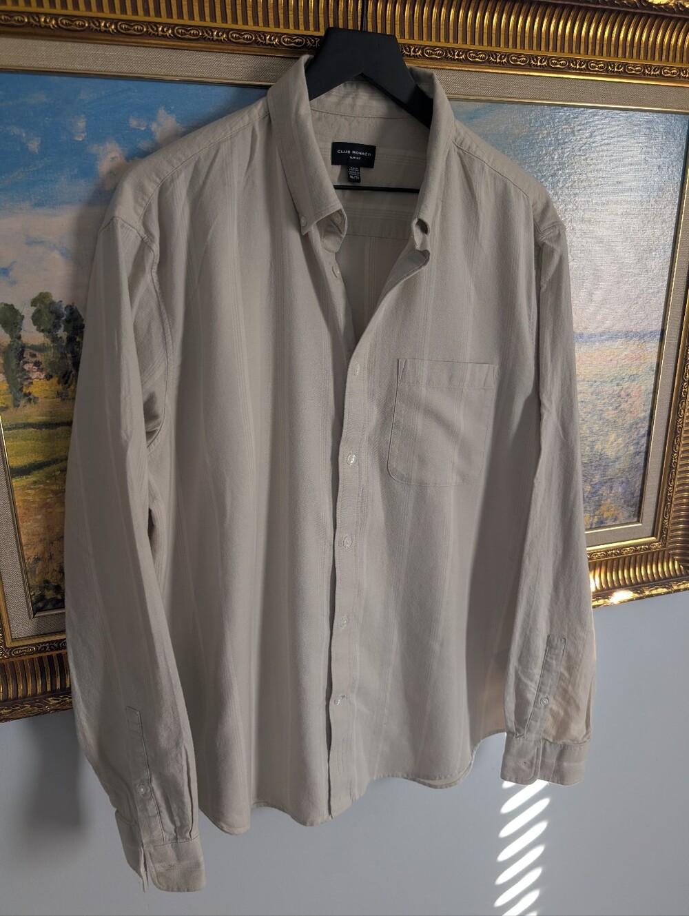 Club Monaco Cream Long-Sleeve Button-Down Flannel